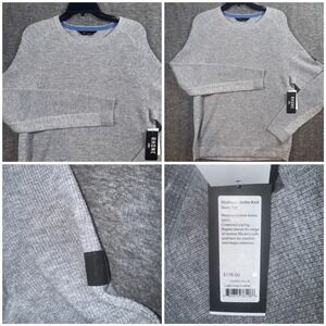 RHONE Mens Large Walden Waffle Knit Sweater Light Gray Wool Cashmere Blend NEW